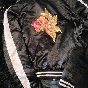 Love Black and White Satin Bomber Jacket